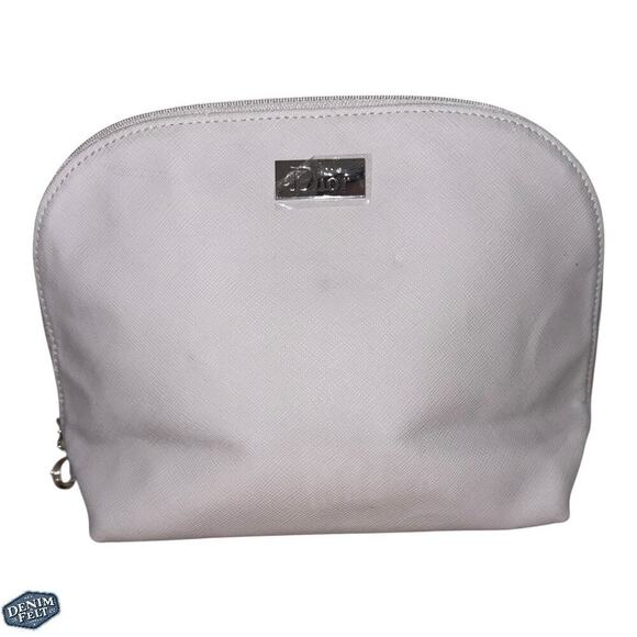 Christian Dior Grey/Silver Nylon Cosmetic/Makeup Pouch/Bag w/Silver Logo Plate - Picture 1 of 11